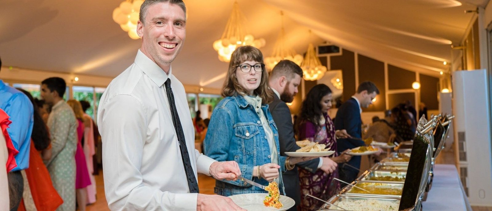 Wedding guests at a Rasoi Indian buffet